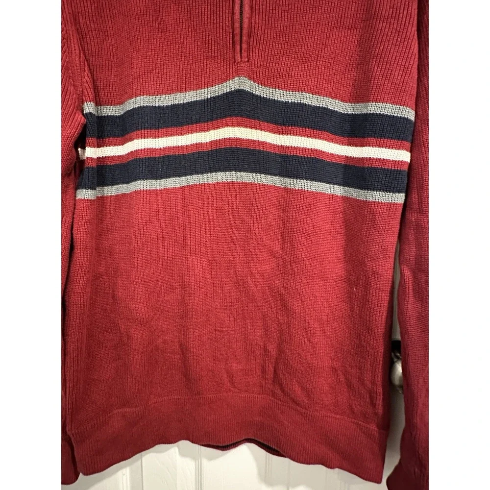 Eddie Bauer 1/4 Zip Knit 100% Cotton Pullover Sweater Men's‎ Size Large Dark Red